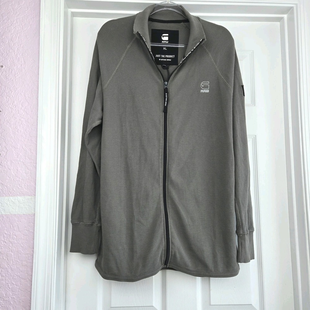 G Star Raw Mens Size XL Waffle Knit Full Zip Gray Jacket Sweatshirt New